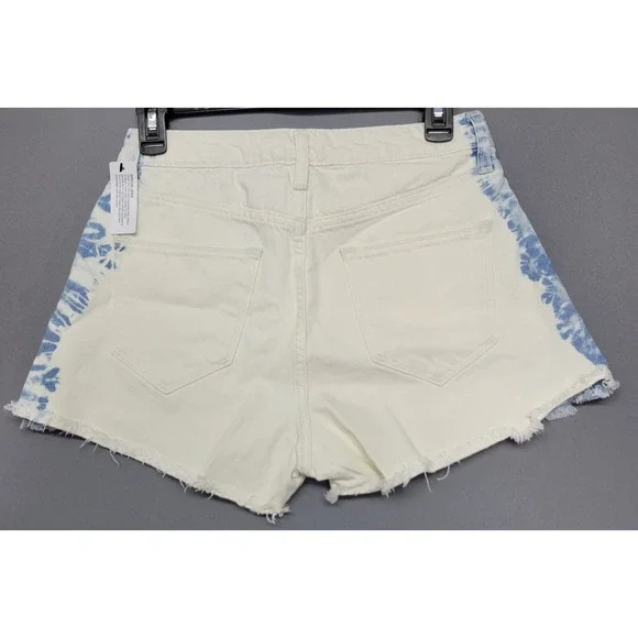 Arizona Jean Shorts Womens Jrs 5 High-Rise White Bleach Tie-Dye Indie Boho New - Picture 11 of 12